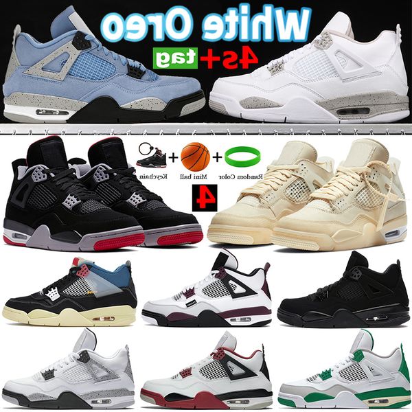 

shoes university blue 4s 4 basketball white oreo xsail bred paris black cat men women sneakers sp pine green taupe haze neon