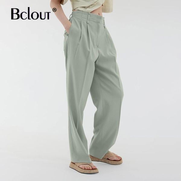 

women's pants & capris bclout green vintage high waist women autumn zipper long slim wide leg button pocket patchwork csaual trousers 2, Black;white