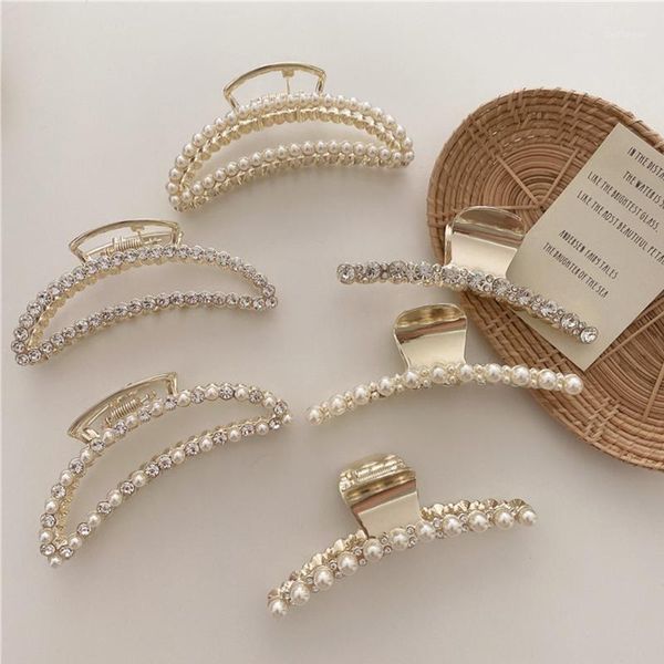 

1pc full imitation pearls hair claw pearl hairpin crab retro clips accessories for women girls styling tool1