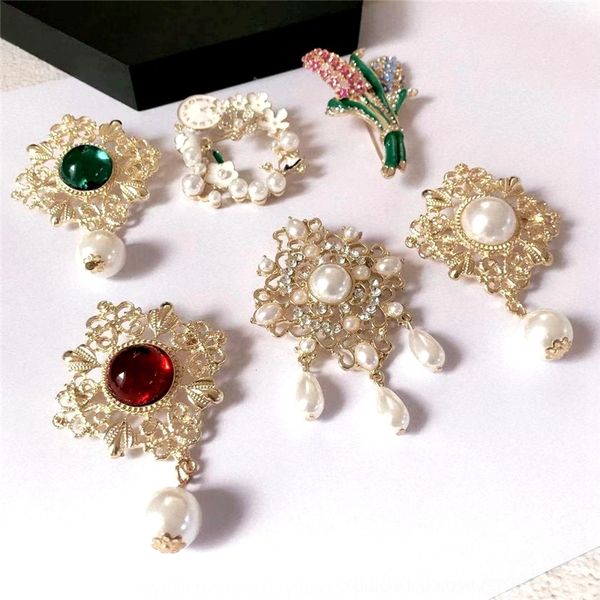 

vwks inlaid pins alloy brooches inlaid alloy brooch pearl pearl, Gray