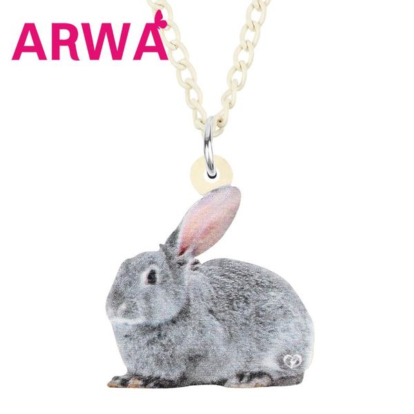 

acrylic gray easter hare necklace choker cute animal pendant chain jewelry for women girl kid party decoration necklaces, Silver