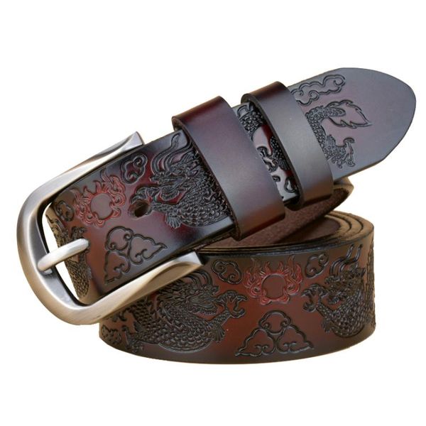 

belts arrived famous chinese design style genuine cow leather belt men's strap luxury nature, Black;brown