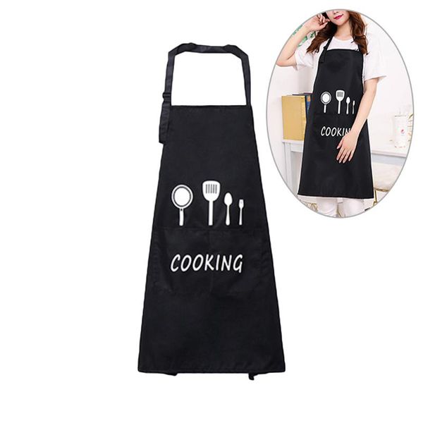 

aprons 2pcs waterproof oilproof adjustable strap with pocket for home restaurant office (black + white)