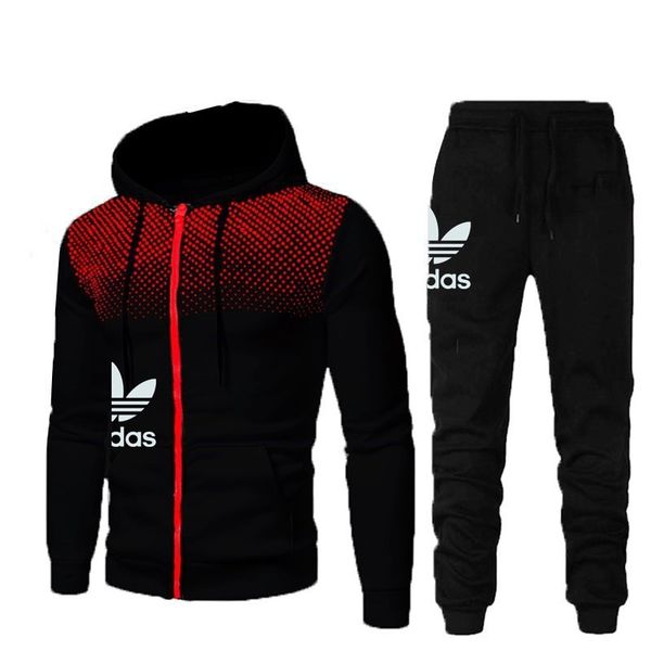 

fashion men's tracksuits autumn and winter round ne leisure pants coat hooded cardigan sports long sleeve suit for men, Gray