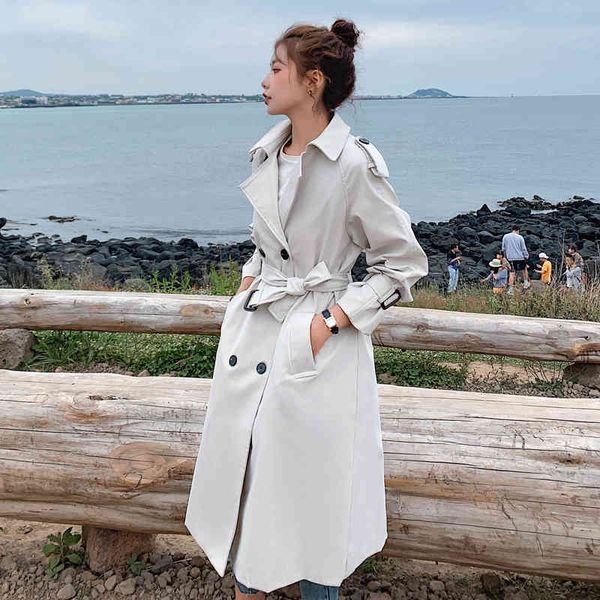 

women's trench coats trench cot with belt, long jcket button, women's fshions, spring nd utumn clothes p8ii, Tan;black