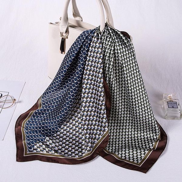 

scarves silk scarf square neck chief plaid graphic printed fashion hair men tie drop, Blue;gray