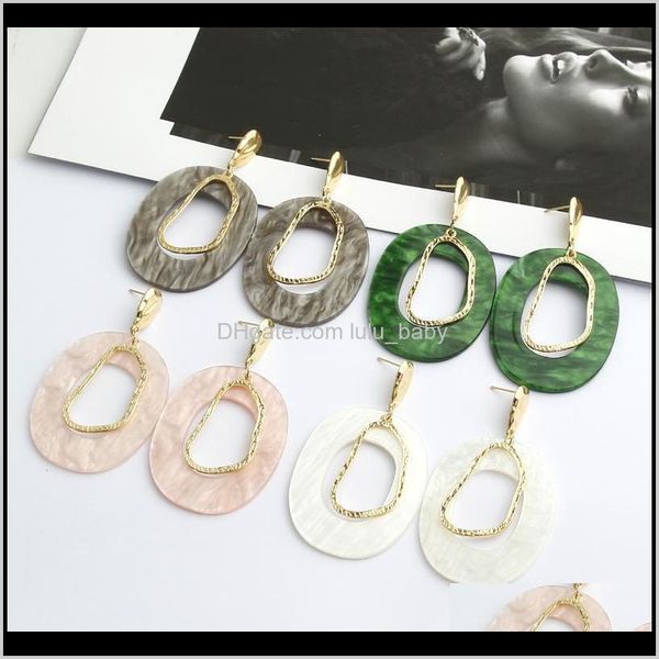 

& chandelier drop delivery 2021 fashion irregular acrylic earring for women geometric hollow out statement long dangle earrings summer beach, Silver