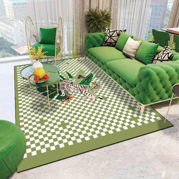 

carpets fashion for living room modern checkerboard lattice tiger flower bedside rugs home bedroom area floor mats
