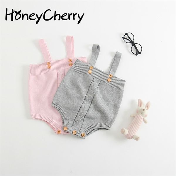 

autumn baby bodysuits jumpsuit knitted suspenders climb clothes girl 210702, Blue