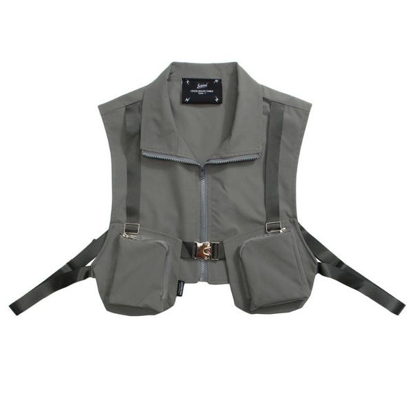 

men's vests eukaaru cargo clothing streetwear hip hop vest high street fashion multi pocket zipper autumn for women, Black;white