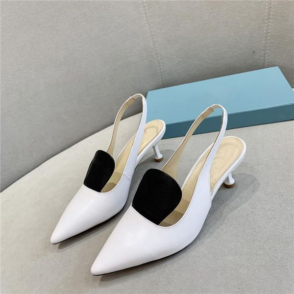 

dress shoes pointed high heels slingbacks ladies single fashion femmes sandales leather women pumps tacones mujer elegant party, Black