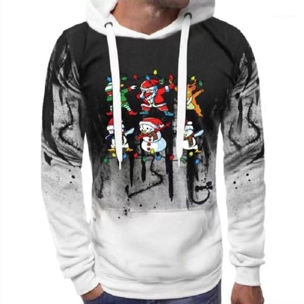 

men's hoodies & sweatshirts christmas sweatshirt print front pocket pullover hoodie autumn winter long sleeve hooded plush men st, Black