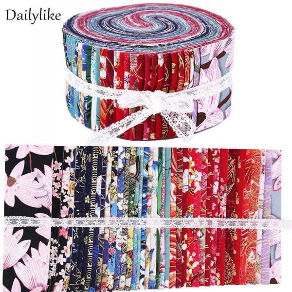 Diailileike 40PCS Jelly Rolls Полосы ткань из ткани хлопчатобумажные Creath Craft Fackce Bundle Clearing ткань пэчворки с разными узорами 210702