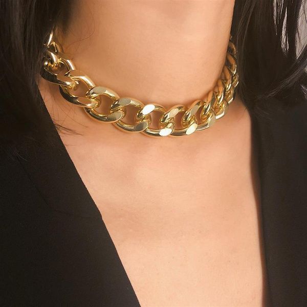 

europe and the united states contracted sautoir personality metal chain necklace female exaggerated frosted punk short chains, Silver