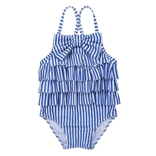 

one-pieces tiaobug kids girls one-piece spaghetti shoulder straps striped with bowknot ruffles swimsuit swimwear bathing suit, Black