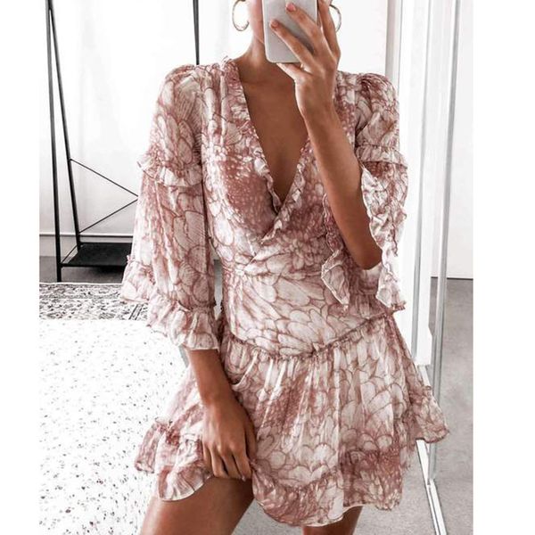 

summer vintage women mini lace up retro print ruffle beach dress 210415, Black;gray