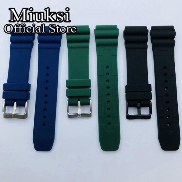 

watch bands miuksi 22mm black blue green rubber strap with stainless steel pin buckle, Black;brown