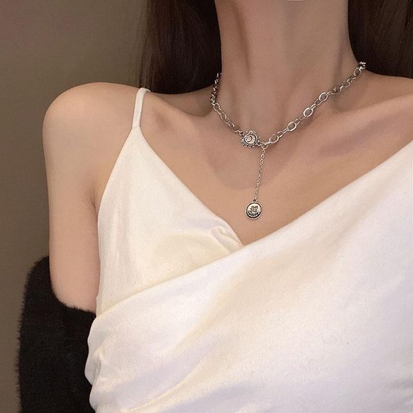 

pendant necklaces necklace for women hip hop sunflower pendants chain retro fashion style jewelry accessories, Silver