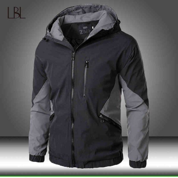 

2021 new autumn winter hooded zipper men strewear bomber et windbreaker mens sportswear coat slim fit pilot outwear, Black