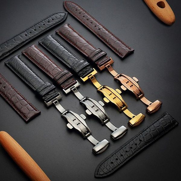 

watch bands otmeng watchband 18mm 19mm 20mm 21mm 22mm crocodile leather strap suitable for all brands bracelet wristband, Black;brown