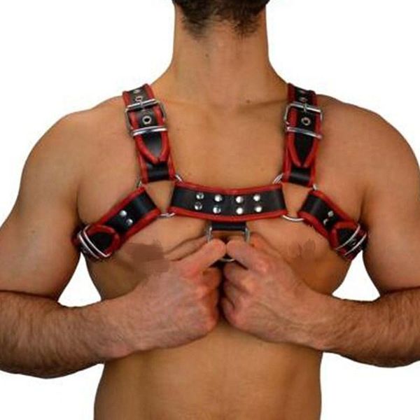 

bras sets leather men chest harness belt body bandage role play costume products toys club costumes props for, Red;black