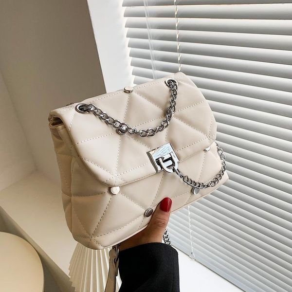 

evening bags luxury rivet chain design crossbody for women 2021 pu leather shoulder handbags and purses messenger bag 7559
