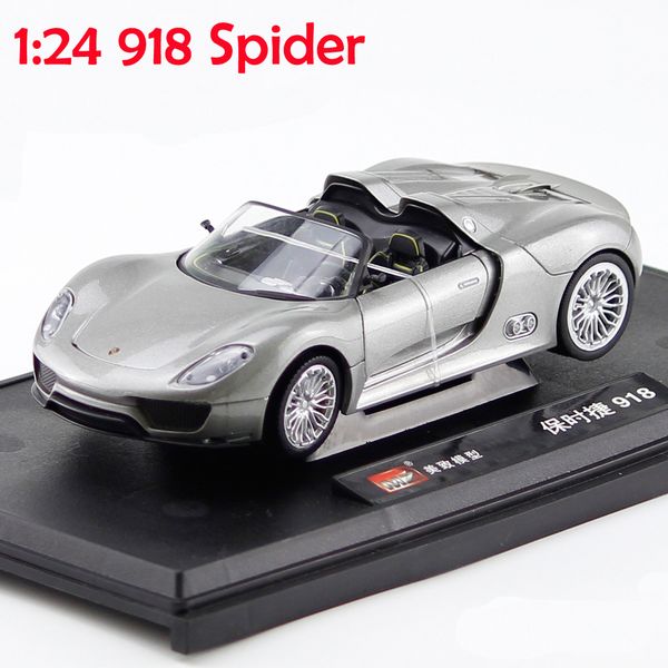 

124 simulation alloy sports car model for porsches 918 spider with steering wheel control front wheel diecast toy for children