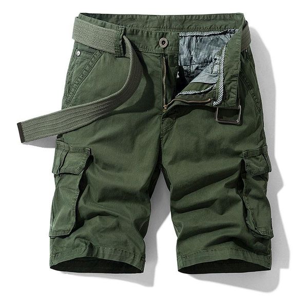 

men's casual pants, cotton micro-elastic shorts, loose overalls, summer fashion trend, multi-pocket five-point pants shorts, White;black