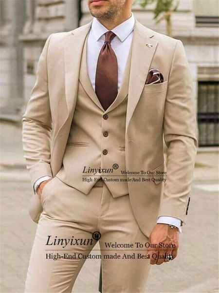 

men's suits & blazers classic brown slim fit mens 3 piece jacket vest pants wedding groom tuxedo formal business blazer masculino costu, White;black