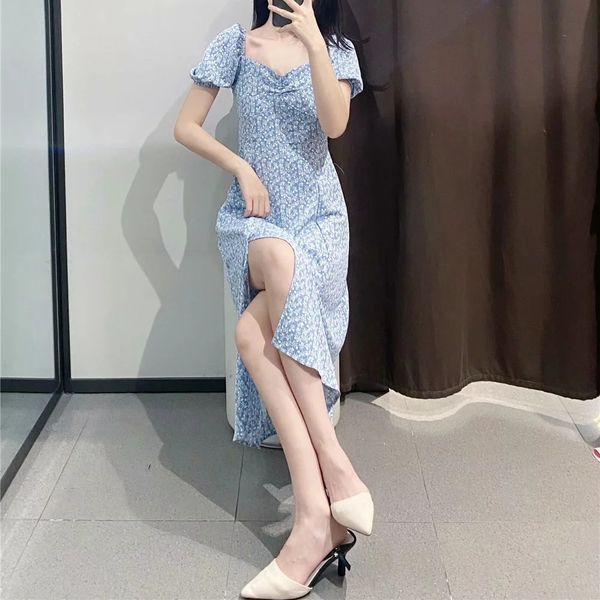 

women retro basic solid square collar midi dress vintage beach holiday summer dresses short sleeve party vestidos 210521, Black;gray