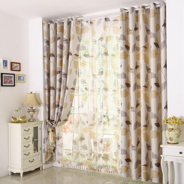 

curtain & drapes elegant bedroom panels leaf printed polyester window door valances jinya home decoration kitchen grommet el