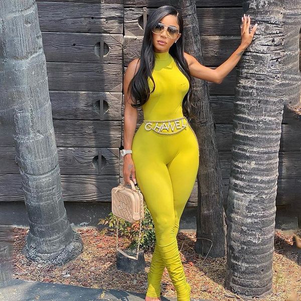 

women's jumpsuits & rompers women sleeveless jumpsuit romper autumn bodycon elastic round collar sport casual pleated solid color wear, Black;white