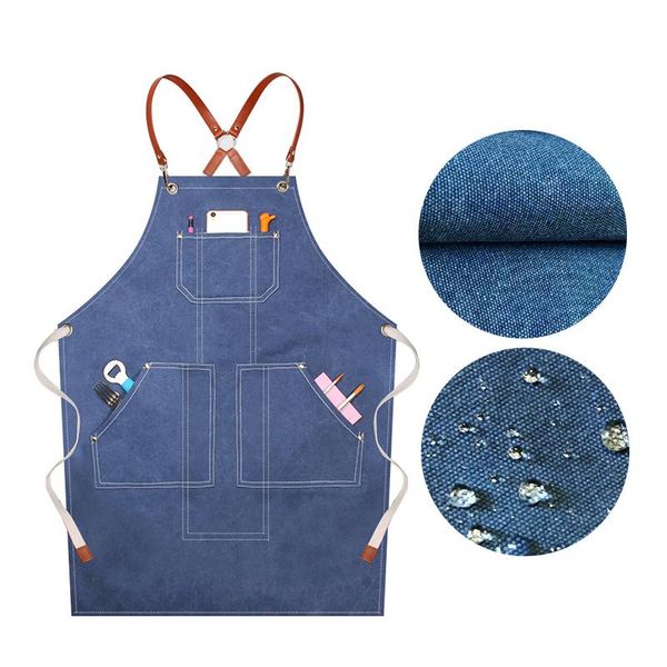 

aprons waterproof thick canvas apron, chinese restaurant barber horticulturist milk tea shop work clothes customized logo