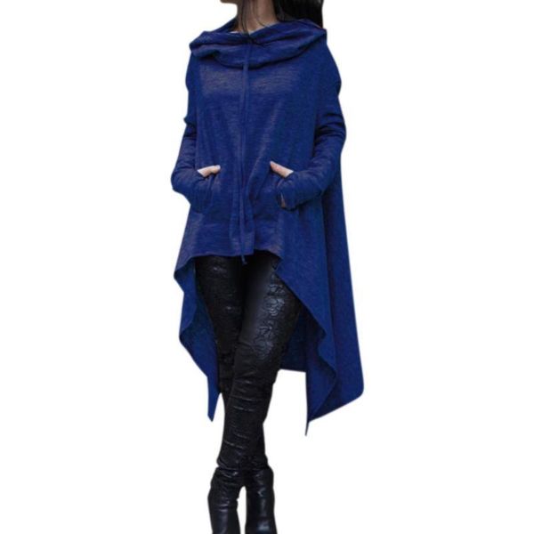 

women's hoodies & sweatshirts fashion autumn women long sleeve hooded pullovers sweatshirt casual solid color loose sporty dark blue g, Black