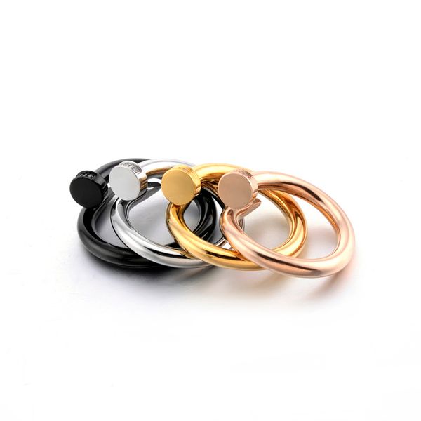 

designer nail rings diamonds love screw ring classic luxury jewelry men/women titanium steel alloy gold-plated craft gold silver rose never