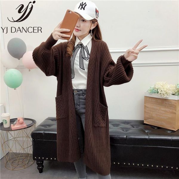 

Women's Wool & Blends winter Plus Size Fashion Women Loose Casual Long section lantern Sleeve sweater Cardigan Female Ljj0049 BPVV, Black