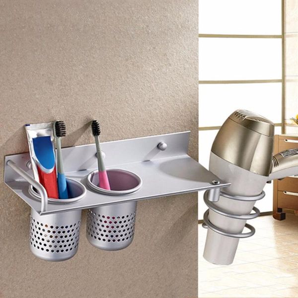 

bathroom storage & organization metal hair dryer shelf wall mounted toothbrush rack holder home organiser
