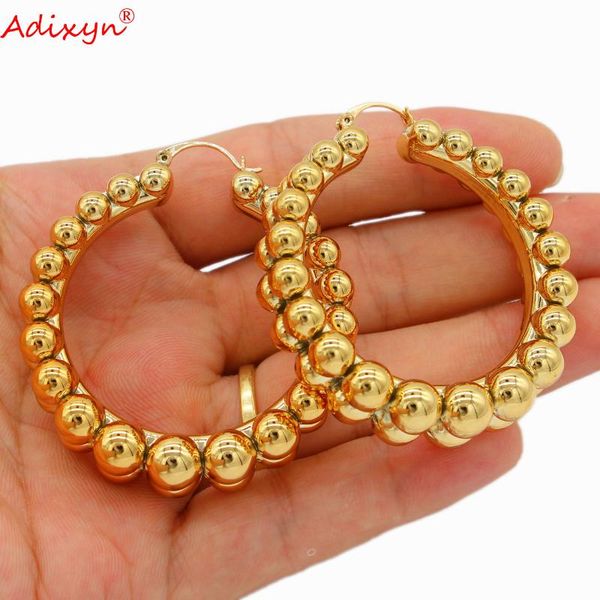 

hoop & huggie adixyn dubai gold color big round earrings for women/girls african ornament jewelry gifts n05142, Golden;silver