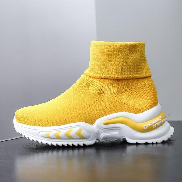 

boots elastic socks women stretch fabric chunky heel ankle slip-on solid ladies shoes woman sneakers, Black