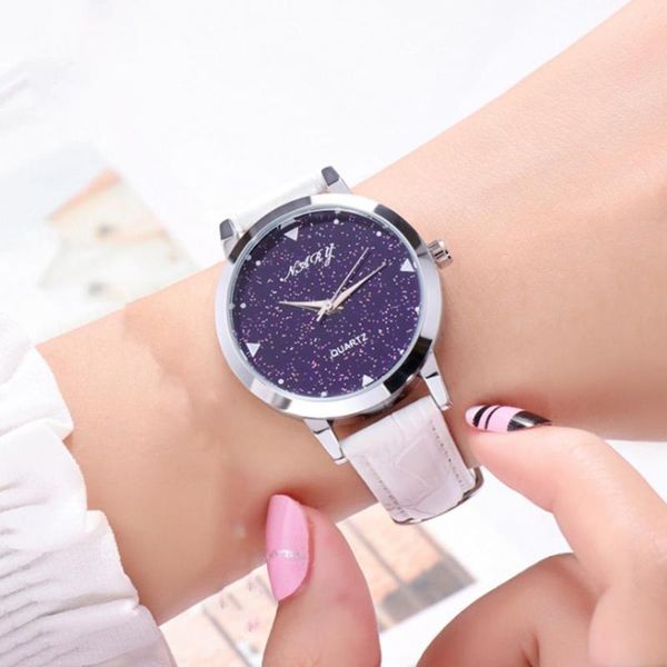 

wristwatches starry sky watch pointer fashion women round dial quartz wristwatch women's star casual bracelet gift, Slivery;brown