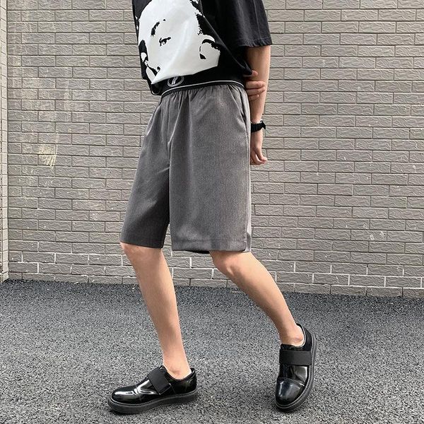 

summer youth men were thin solid color simple five-point trousers fashion casual straight pants gray/black men's shorts, White;black