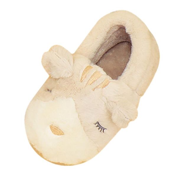

slipper toddler infant kids winter slipppers baby cartoon shoes house warm slippers non-slip floor fur home, Black;grey
