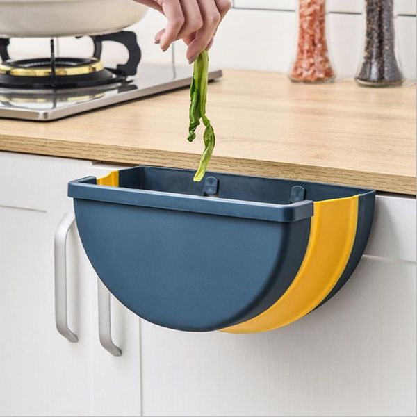 

storage bottles & jars wall mounted folding waste bin door cabinet hanging trash can kitchen bathroom home rack box cleaning tool