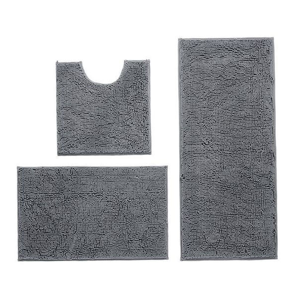 

bath mats 3pcs/set shaggy bathroom rug shower chenille modern tub accessories anti slip super absorbent mat home toilet fluffy el