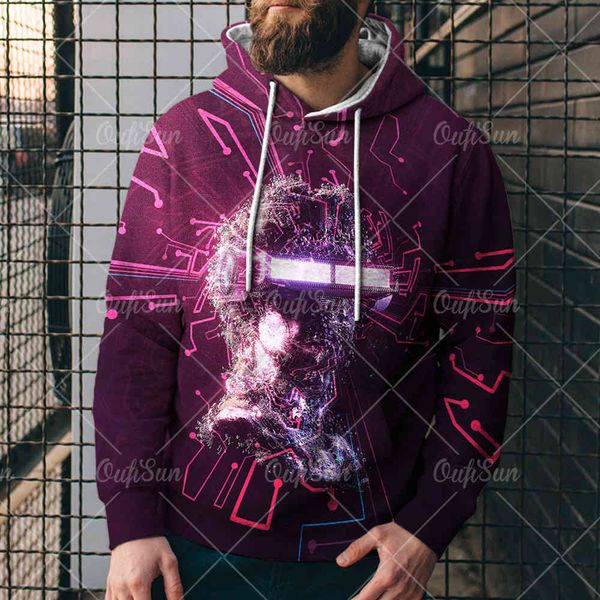 

spring and autumn sweater style highway 66 3d digital printed sweater men's casual and comfortable hoodie5e49, Black