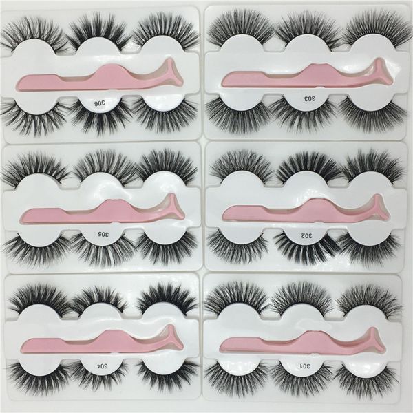 

3 pairs false eyelash 3d mink lash thick faux real eye lashes with tweezers in box