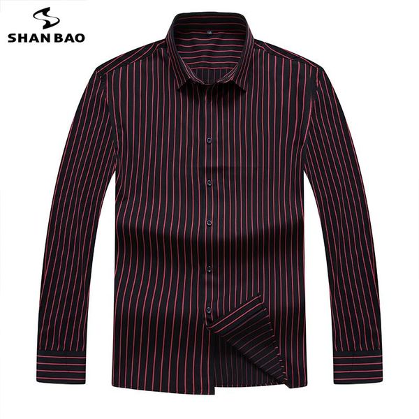 

men's casual shirts shan bao 2021 autumn brand bamboo fiber business gentleman striped long sleeve shirt plus size loose, White;black