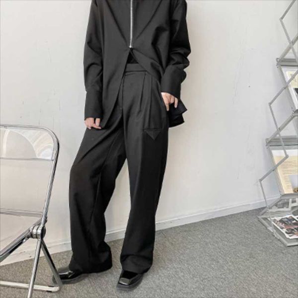 

men's pants suits straight spring and autumn mature neutral contracted wind fashion high street leisure loose large, Black