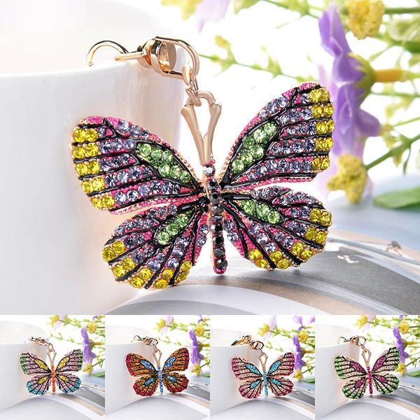 

keychains crystal butterfly keychain glittering full rhinestone alloy key chain for women, Silver