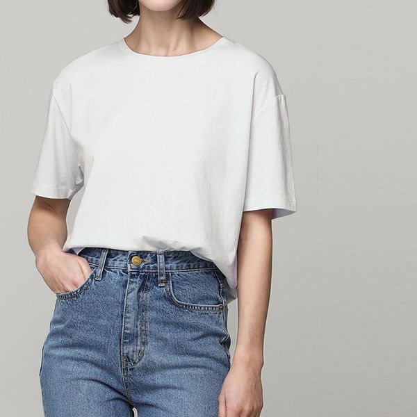 

women's t-shirt simplestyle women summer clothes harajuku t shirt casual cotton short sleeve all-match basic tshirts solid mujer tees, White